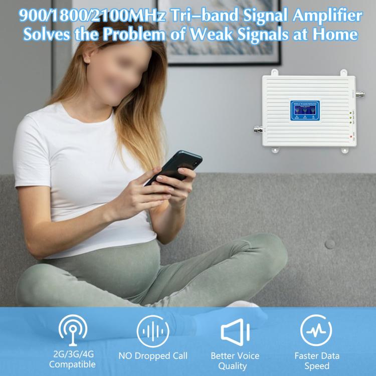 Triple-Band 900/1800/2100 Mobile Phone Signal Reception Booster Amplifier, UK Plug, US Plug, EU Plug Triple-Band 900/1800/2100 Mobile Phone Signal Reception Booster Amplifier, UK Plug, US Plug, EU Plug